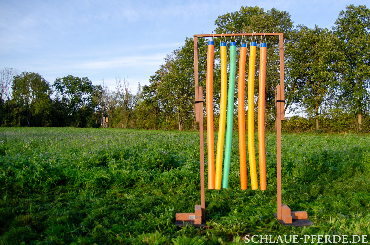 Schwimmnudel-Vorhang, Hindernis mobiler Parcours, Horse Agility Parcours, Trailparcours, Gelassenheitsparcours