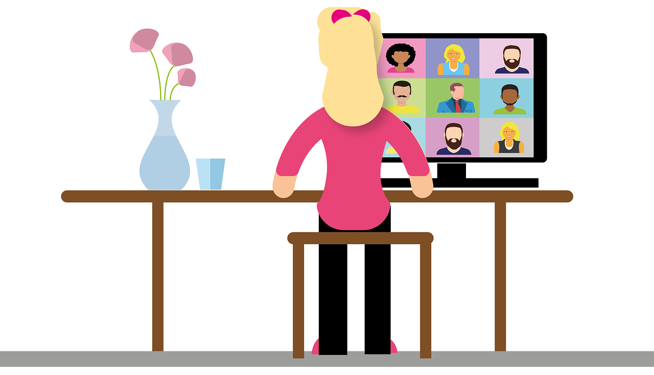 Zeichnung Frau vor Computer; Bildquelle: Pixabay